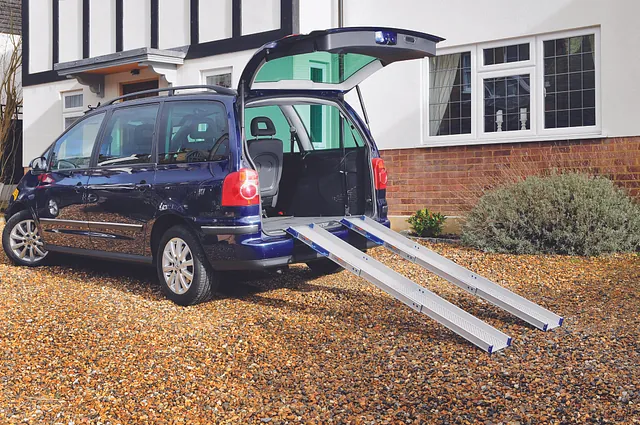 Telescopic channel ramp vehicle access ramp